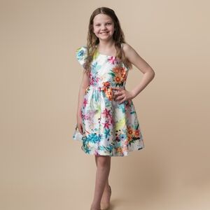 Rare Editions Multicolor Floral One-Shoulder Dress